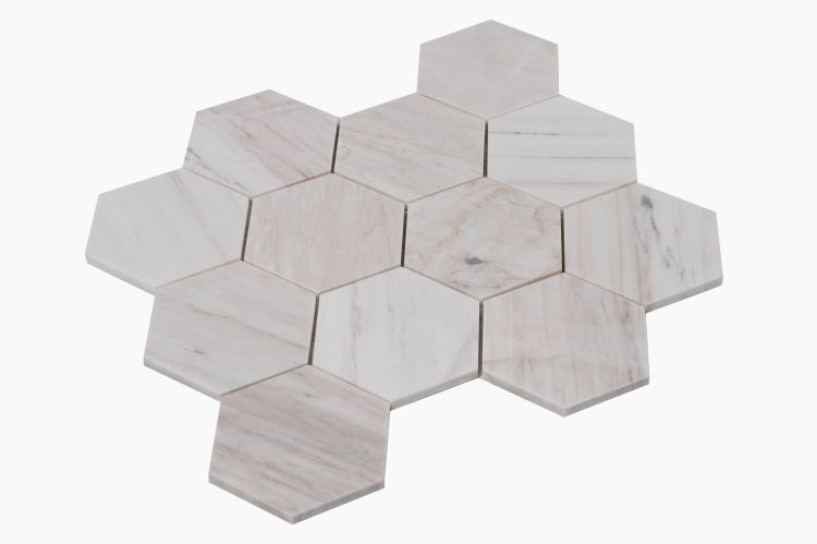 Hexagon Wooden White Honed 4 x 4 12 x 13.75